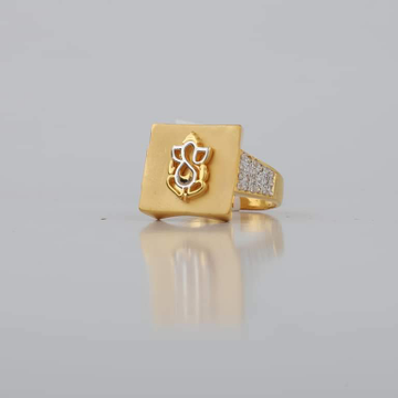 22 kt 22 kt gold cz stone lord ganesh pattern ring by Aaj Gold Palace