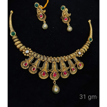 22 kt gold jadtar necklace by Aaj Gold Palace
