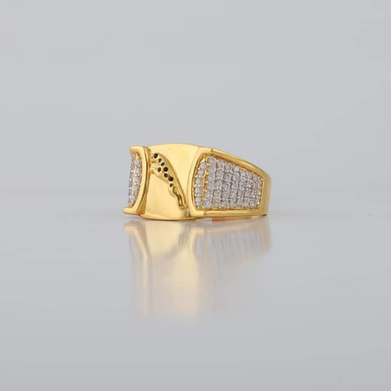 1 Gram Gold Forming Black Colour Jaguar with Diamond Delicate Design Ring -  Style A953 – Soni Fashion®